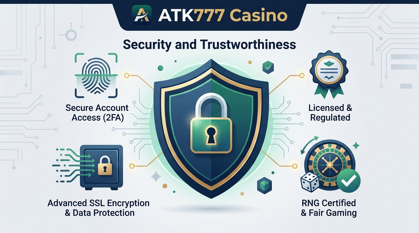 ATK777 ကာစီနို၏ လုံခြုံရေးနှင့် ယုံကြည်စိတ်ချရမှု